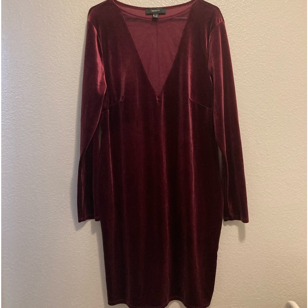 EUC BURGUNDY VELVET DRESS SZ 2X